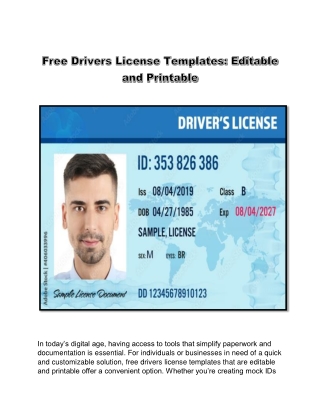 Free Drivers License Templates Editable and Printable