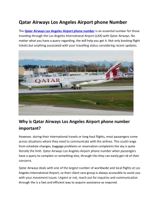 Qatar Airways Los Angeles Airport phone Number