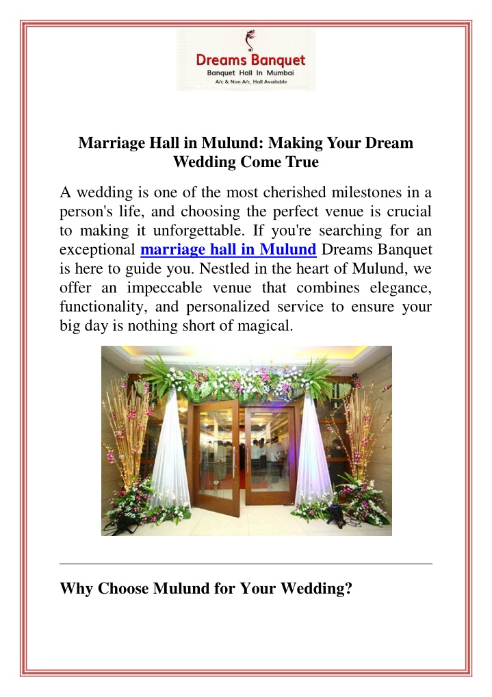 marriage hall in mulund making your dream wedding