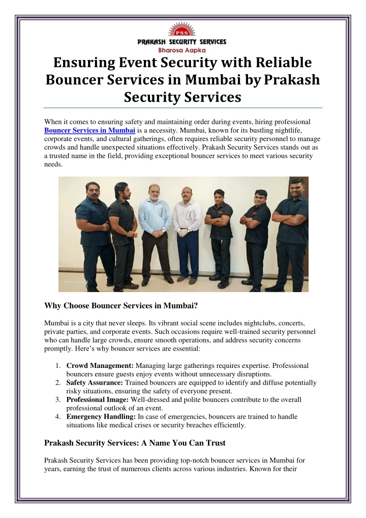 ensuring event security with reliable bouncer