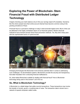 Harnessing Blockchain to Combat Financial Fraud through Distributed Ledger Tech