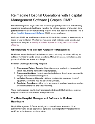 reimagine hospital operations with hospital
