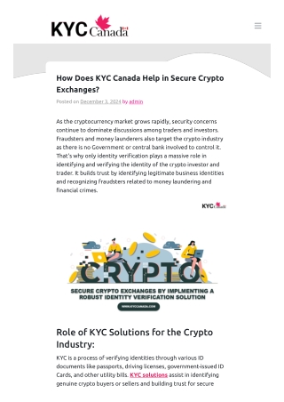 How Does KYC Canada Help in Secure Crypto Exchanges