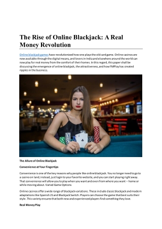 The Rise of Online Blackjack A Real Money Revolution