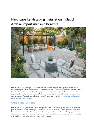 Hardscape Landscaping Installation in Saudi Arabia-Importance and Benefits