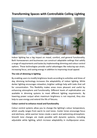 Transforming Spaces With Controllable Ceiling Lighting