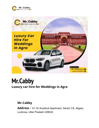 mr cabby luxury car hire for weddings in agra