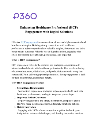 enhancing healthcare professional hcp engagement