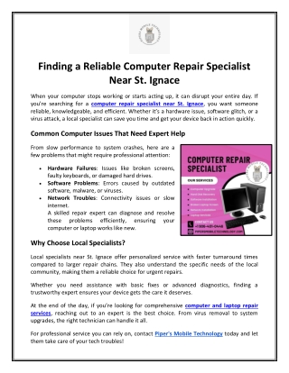 Finding a Reliable Computer Repair Specialist Near St. Ignace