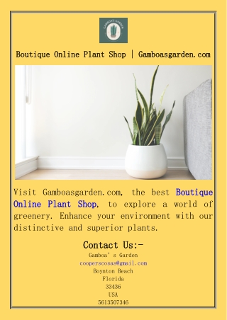 Boutique Online Plant Shop  Gamboasgarden.com