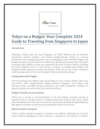 Tokyo on a Budget Your Complete 2024 Guide to Traveling from Singapore to Japan