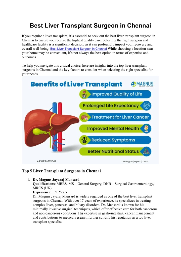 best liver transplant surgeon in chennai