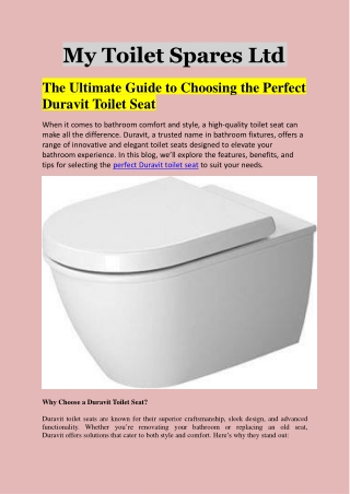 The Ultimate Guide to Choosing the Perfect Duravit Toilet Seat