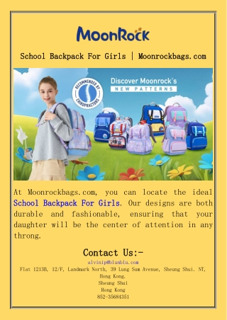 School Backpack For Girls  Moonrockbags.com