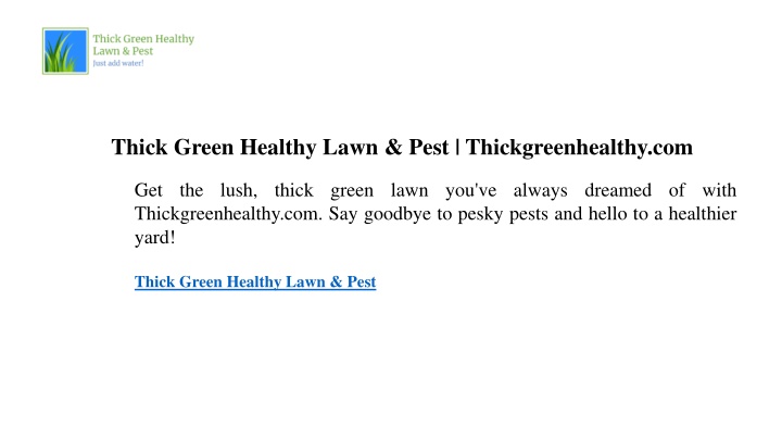 thick green healthy lawn pest thickgreenhealthy