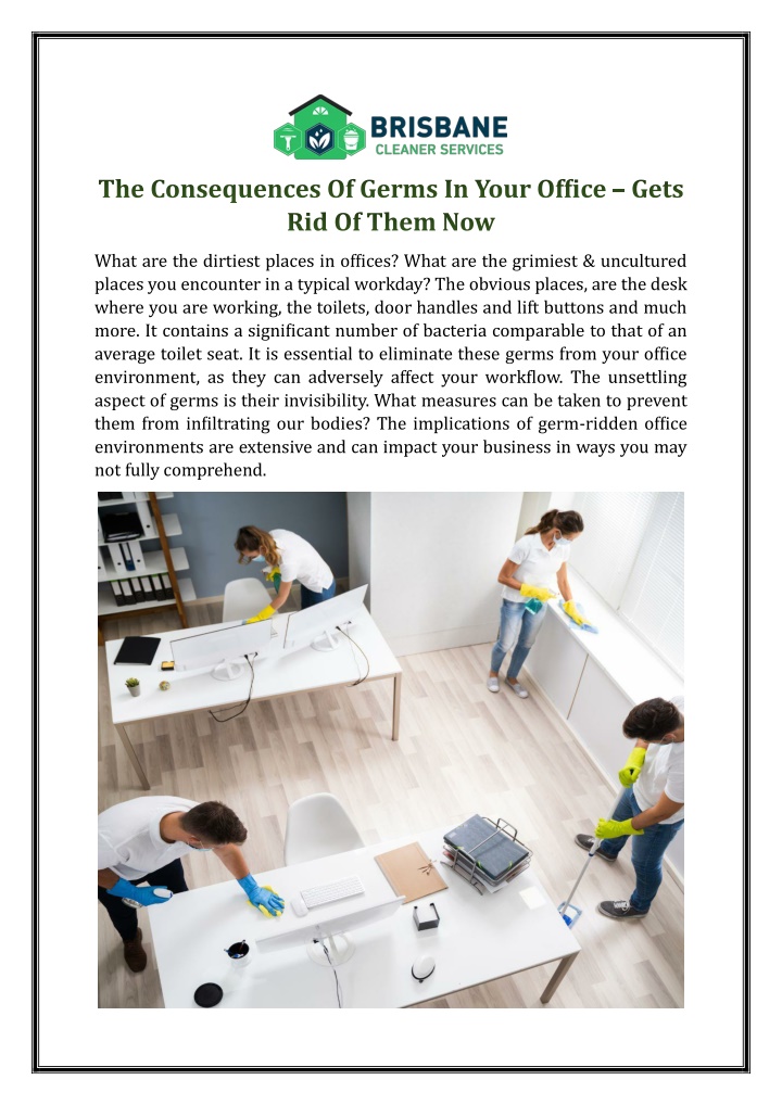 the consequences of germs in your office gets