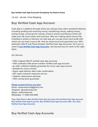 Buy Verified Cash App Accounts~Everything You Need to Know