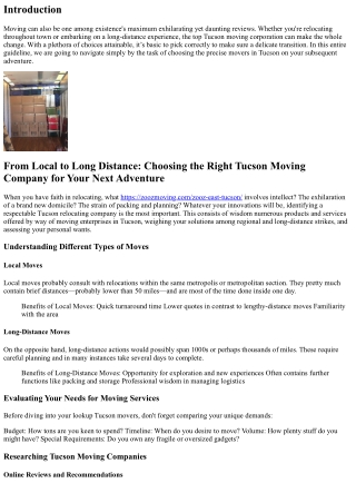 From Local to Long Distance: Choosing the Right Tucson Moving Company for Your N