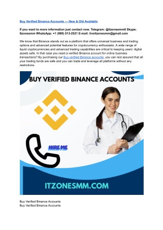 Buy Verified Binance Accounts — New & Old Available