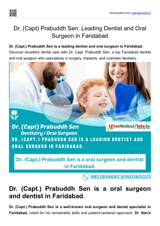 Dr. (Capt) Prabuddh Sen Leading Dentist and Oral Surgeon in Faridabad