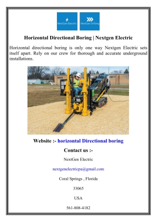 horizontal directional boring nextgen electric
