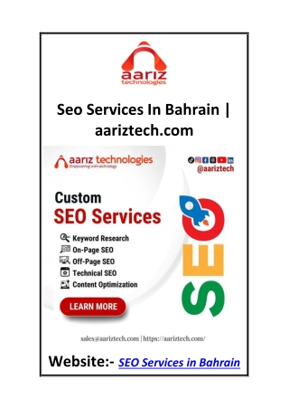 Seo Services In Bahrain  aariztech.com