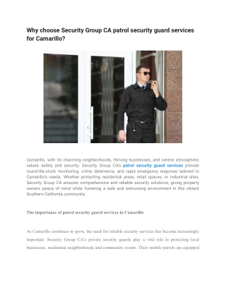 why choose security group ca patrol security