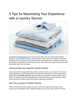 5 Tips for Maximizing Your Experience with a Laundry Service