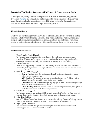 Everything You Need to Know About ProHoster: A Comprehensive Guide