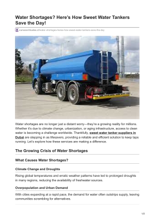 Water Shortages Heres How Sweet Water Tankers Save the Day