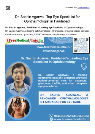 Dr. Sachin Agarwal Top Eye Specialist for Ophthalmologist in Faridabad.