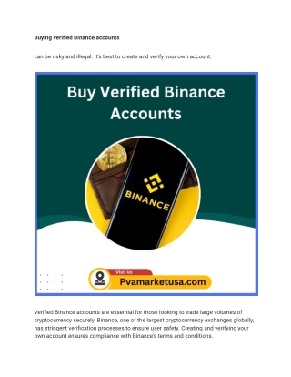 Buying verified Binance accounts market