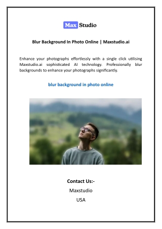 Blur Background In Photo Online  Maxstudio