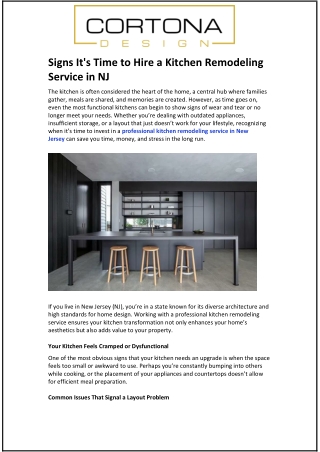 Signs It's Time to Hire a Kitchen Remodeling Service in NJ