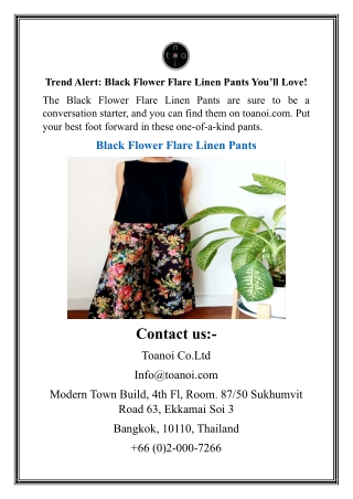 Trend Alert Black Flower Flare Linen Pants Youll Love!