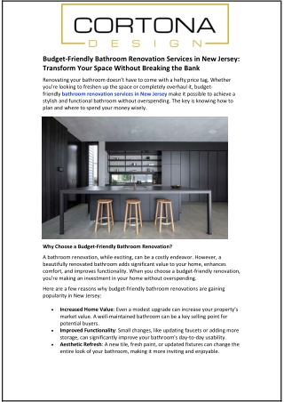 Budget-Friendly Bathroom Renovation Services in New Jersey: Transform Your Space