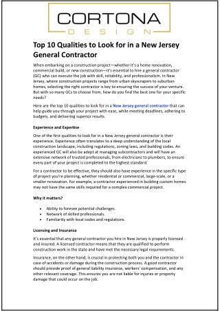 Top 10 Qualities to Look for in a New Jersey General Contractor