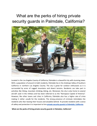 What are the perks of hiring private security guards in Palmdale, California