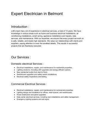 expert electrician in belmont