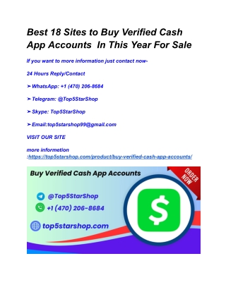 Best 18 Sites to Buy Verified Cash App Accounts  In This Year For Sale