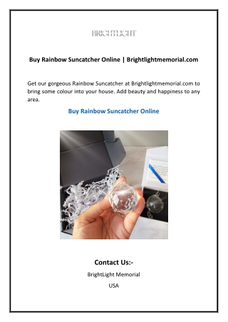 Buy Rainbow Suncatcher Online Brightlightmemorial