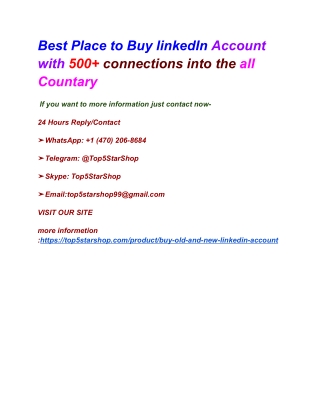 Best Place to Buy linkedIn Account with 500  connections into the all Countary
