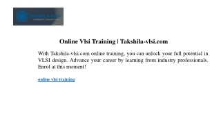 online vlsi training takshila vlsi com