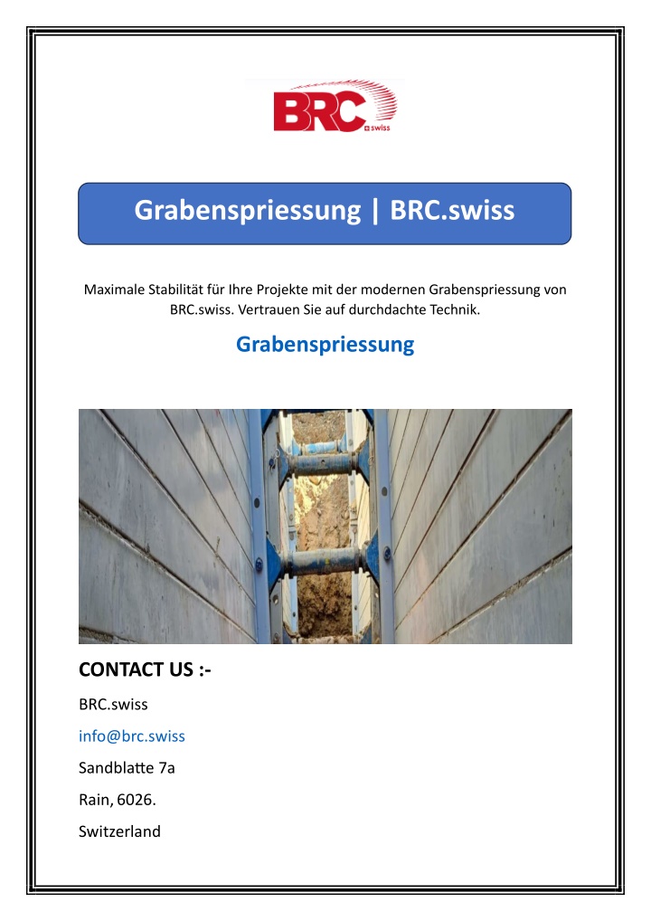 grabenspriessung brc swiss