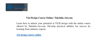 vlsi design course online takshila vlsi com