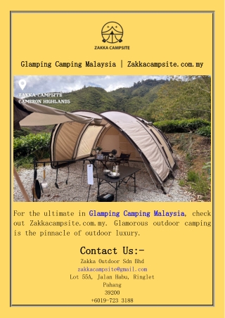 Glamping Camping Malaysia  Zakkacampsite.com.my