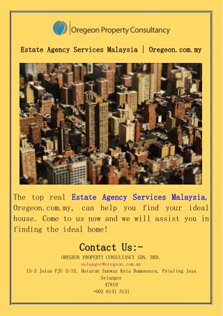 Estate Agency Services Malaysia  Oregeon.com.my