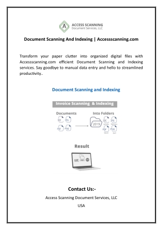 Document Scanning And Indexing  Accessscanning