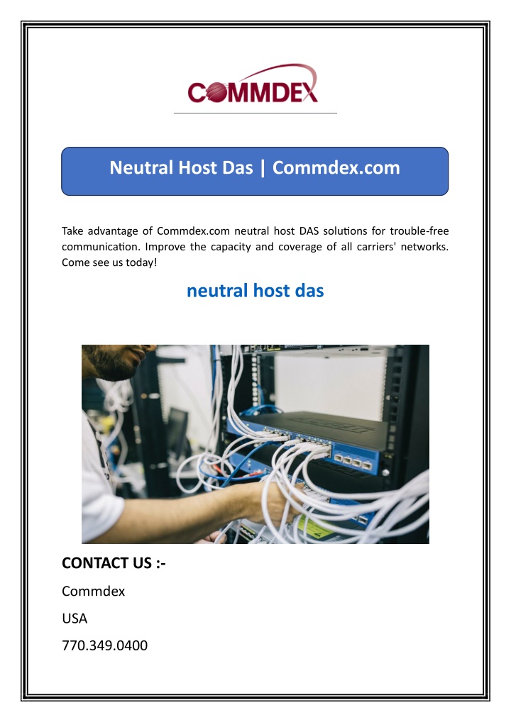 neutral host das commdex com