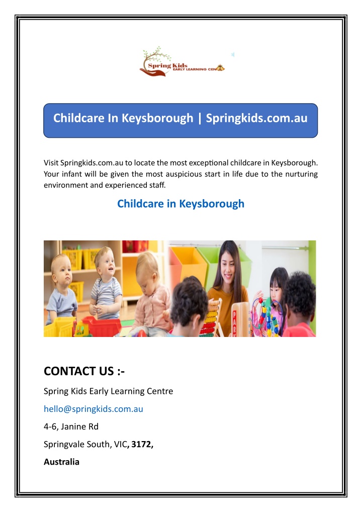 childcare in keysborough springkids com au